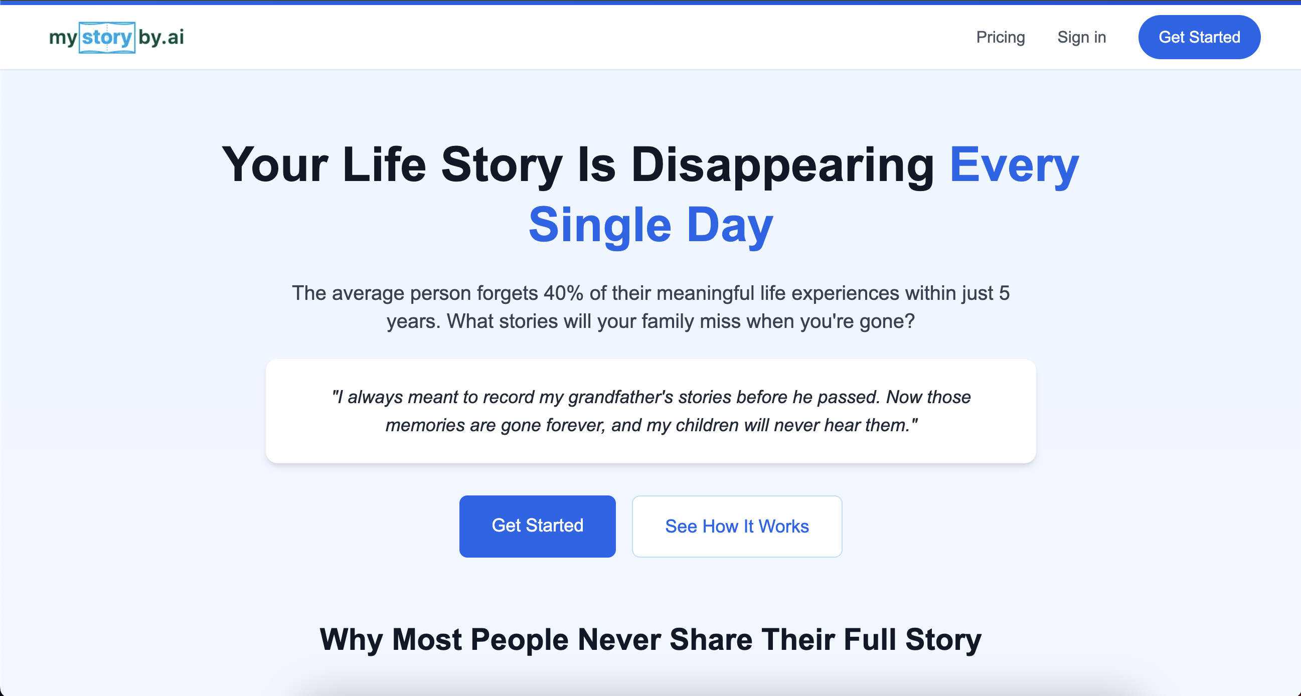 Screenshot of MyStoryBy.AI